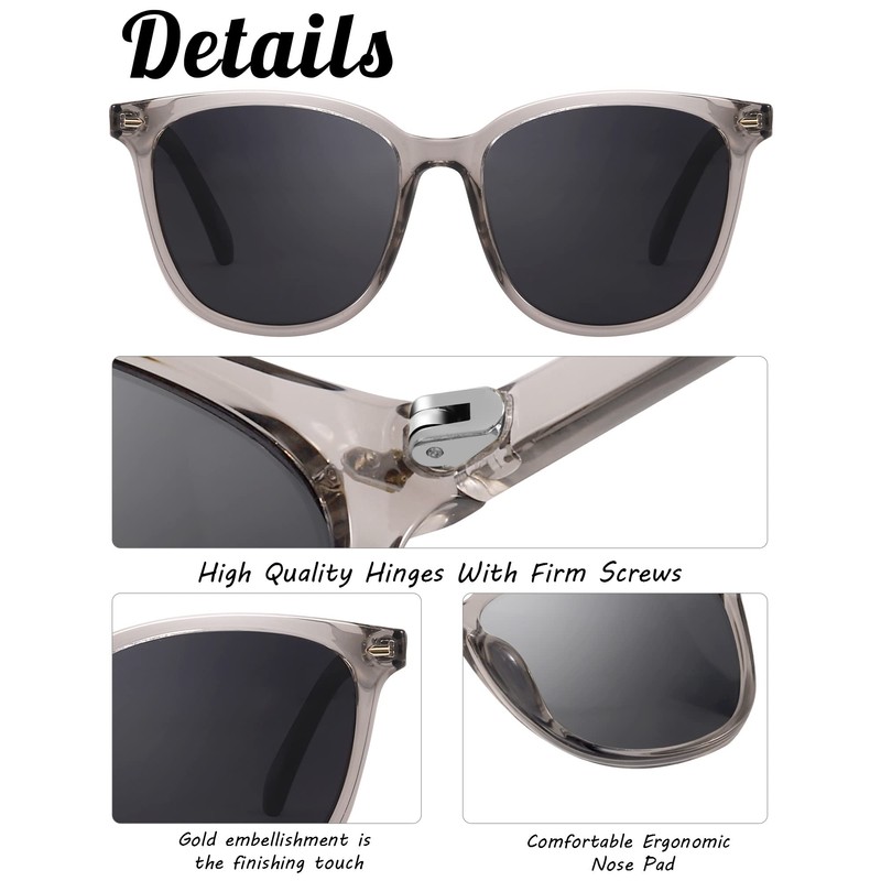 Myiaur Polarised Sunglasses Women's Large UV400 Protection Glasses Classic Mirrored