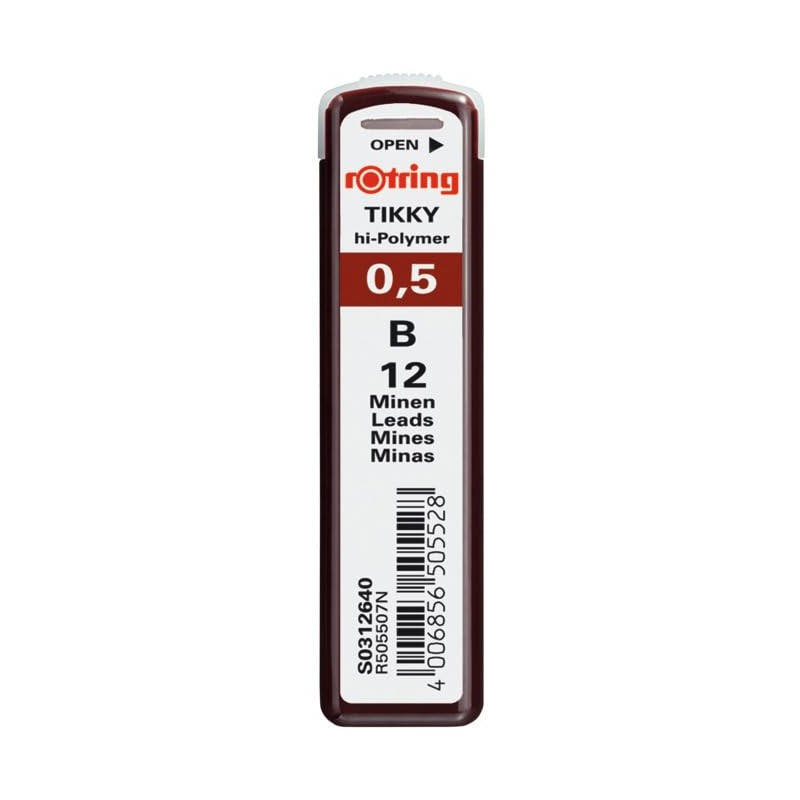 rOtring Hi-Polymer 0.50mm Fine Mechanical Pencil Lead Set B (12