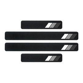 ZIMISI 4PCS Tri-Color Door Sill Protectors, Anti-Scratch Carbon Fiber Entry Step Guard Sticker, Universal Car Front/Rear Door Threshold Protection Stripe for TRD 4Runner Tundra (Black)