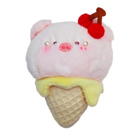 Pandachilla Multila Ice Cream Cute Animal Bag Charm Keychain, multicolor (white / pink)