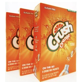 Crush Orange Crush ~ Packets ~ Sugar Free ~ Drink Mix ~ Singles To Go Lot of 3