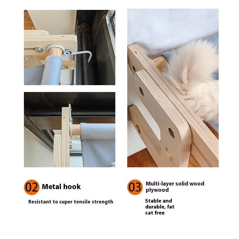 Cat Bedside Hammock and Window Perch, Cat Bed Attachment for
