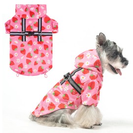 BEAUTYZOO Dog Raincoat with Harness Built-in for Small Medium Dogs and Puppies Boys Girls, Dog Rain Jacket Hooded Slicker Poncho Waterproof Reflective Dog Clothes for Winter Cold Rainy Snowy Days, XS