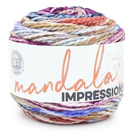 Lion Brand Yarn Mandala Impressions, Bulky Yarn, Very Berry, 1 Pack