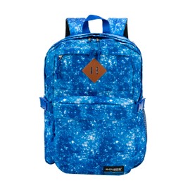 K-Cliffs Classic Backpack Basic Student Campus Daypack Simple Travel Rucksack with Laptop Compartment Bottle Holder Padded Straps Printed Blue Navy Stardust Pattern