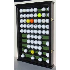 DisplayGifts 80 Novelty/Fan Shop Golf Ball Display Case Holder Wall Cabinet (Black Finish)