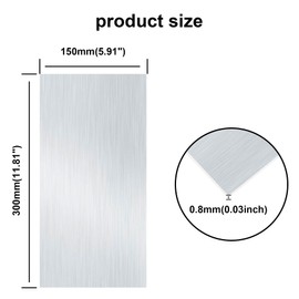 iMeistek 6063 Aluminium Sheet with Protective Film on Both Sides, 300 mm x 150 mm x 0.8 mm Wall Thickness, Square Aluminium Plate (Pack of 2)
