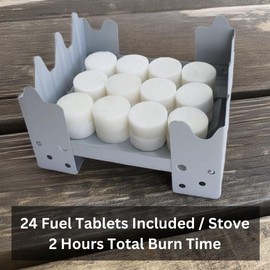 Emergency Zone Portable Folding Stove with 24 Fuel Tablets - Lightweight Pocket Stove For Backpacking, Camping, Emergency Prep & Hiking Use