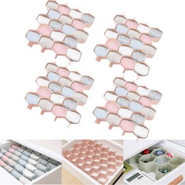 Kocuos Honeycomb Separator Adjustable Drawer Organizer Divider for Underwear Belt-Scarf Socks Organizer (Pink(4pcs))