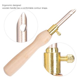 GLOGLOW 4 Piezas de bolígrafos de Bordado con Mango de Madera, Juego de Agujas de punzón de Cabeza de Aguja de Acero Inoxidable portátil para Apliques de Costura para Manualidades DIY