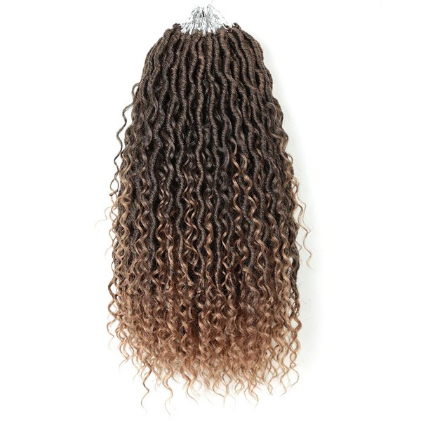 5packs Goddess Locs Crochet Hair 18 Inch River Locs Wavy Crochet With Curly Hair In Middle And Ends Synthetic Braiding Hair Extension(18 inch, 5Packs, T27)