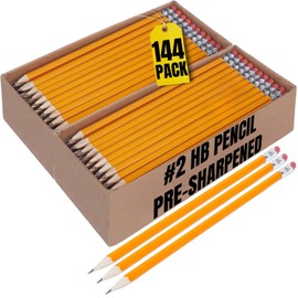 1InTheOffice Pre Sharpened Pencils #2, Pencils with Eraser, 2 HB, Wood-Cased, Black Lead, Yellow Barrel, 288 Pack