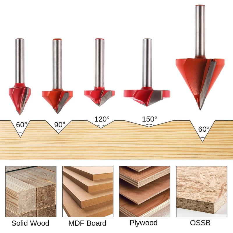 Genmitsu V-Groove Trimmer Bit, 0.2 inch (6 mm) Axle, 60°