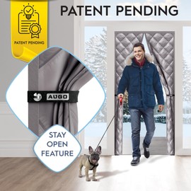 AUGO Thermal Door Curtain - Thermal Door Cover for Winter - Magnetic Thermal Insulated Door Curtain for Winter - Winter Door Insulation - Keeps Warm Air in & Cold Air Out - Home Winterizing Products