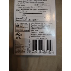 GE Energy Smart 7 watt 470 lumens dimmable light bulb 68018 LED7DA19V/827W - NIB