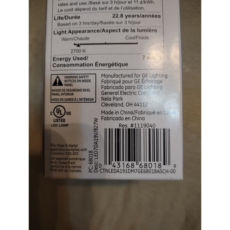 GE Energy Smart 7 watt 470 lumens dimmable light bulb