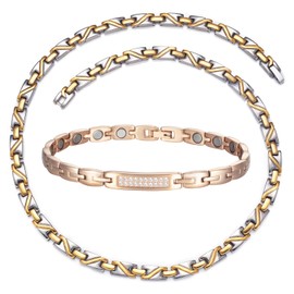 3500 Gauss Magnetic Arthritis Jewellery Set, 316L Stainless Steel Magnetic Therapy Health Jewellery, Effectively Relieve Arthritis Pain, Improve Blood Circulation and Sleep, Stainless Steel