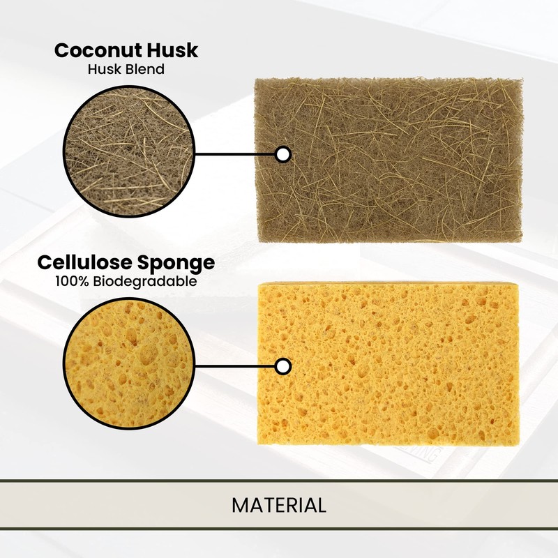 A&M Natural Living Eco Sponge Pack of 6, Yellow Compostable