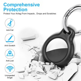 Ainiv Holder Case for AirTags, 2PCS Waterproof Protective Case for AirTags, Ultra Light Anti-Scratch Protective AirTag with Keychain, Item Finders for Pets, Luggage, Wallet, Backpacks-Black & White