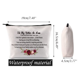 JNIAP Sister In Law Gift To My Sister In Law Make Up Bag Cosmetic Pouch Bride Bridal Shower Gift Wedding Party Present (Sister In Law Bag)