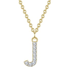Glanzstücke München Women's Necklace Letter J 925 Sterling Silver with Zirconia, Silver, Cubic Zirconia