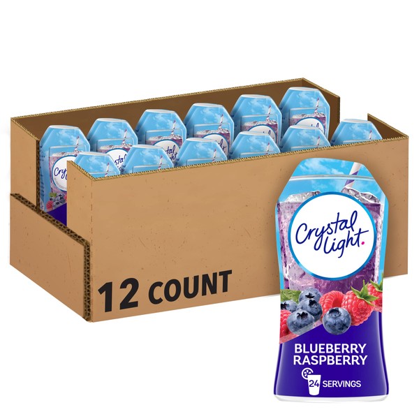 Crystal Light Sugar-Free Zero Calorie Liquid Water Enhancer - Blueberry Raspberry Water Flavor Drink Mix (1.62 fl oz Bottle, Pack of 12)