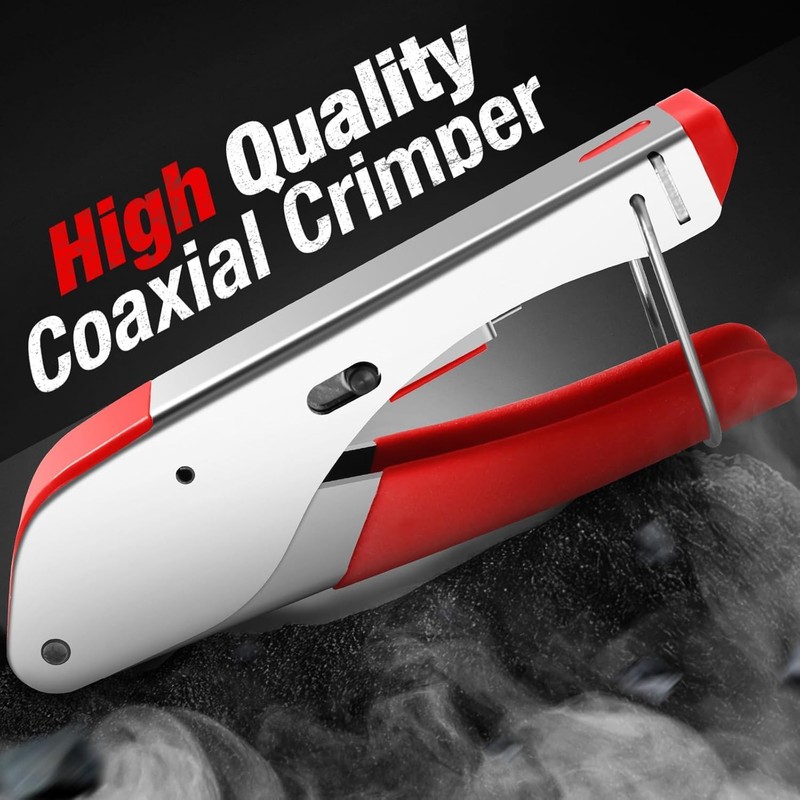 Coaxial Cable Crimper for RG59, RG6, 3-in-1 Coax Cable Repair