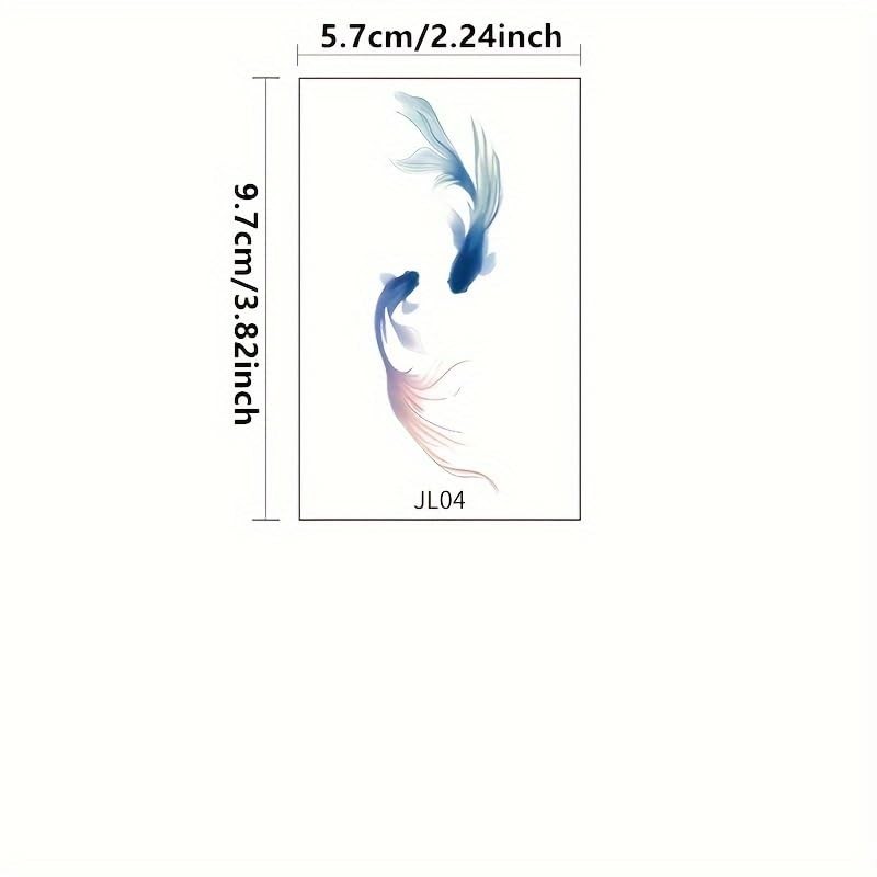 10-Piece Aesthetic Koi Fish Tattoo Sticker Set - Temporary Body