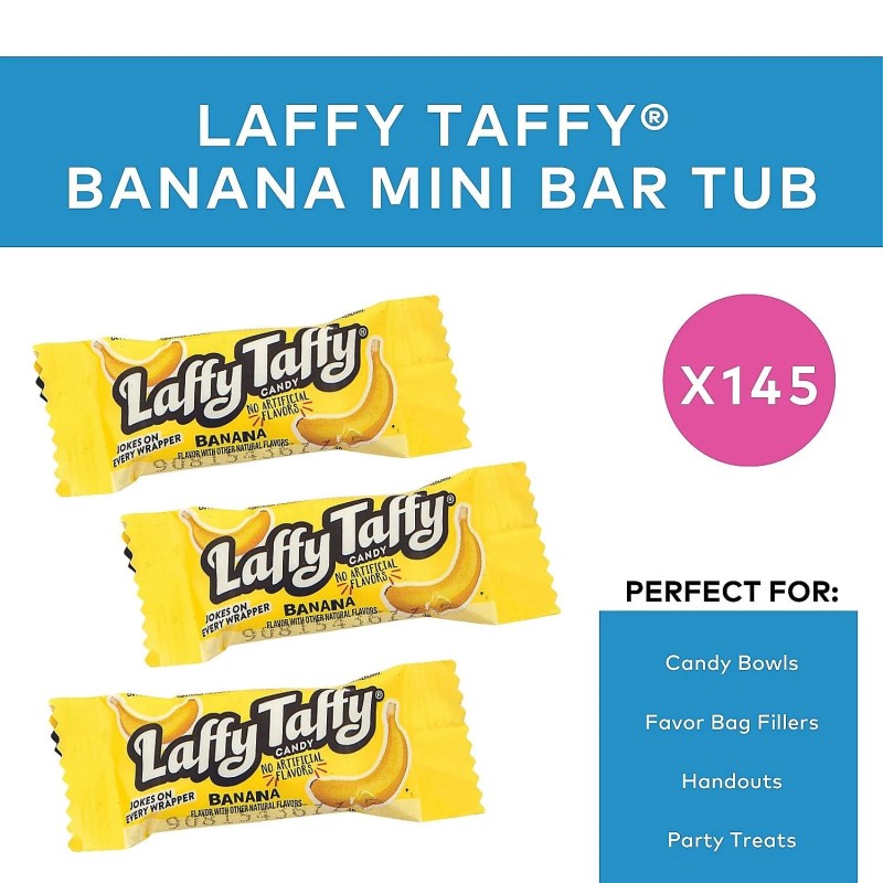 Laffy Taffy Candy, Banana Flavor, Individually Wrapped Candy (145 Piec