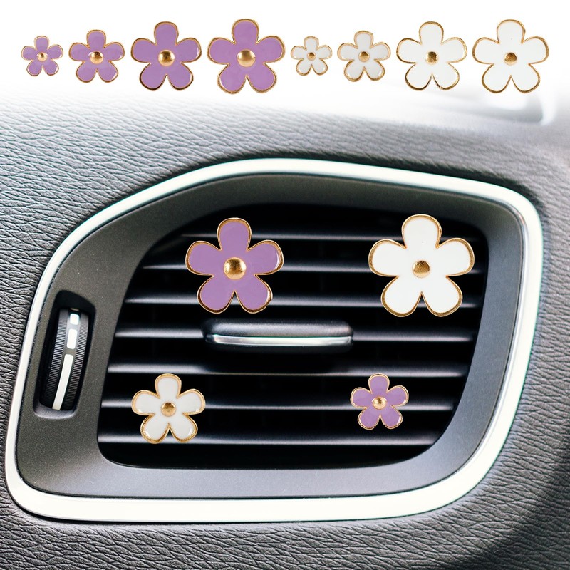 8Pcs Daisy Flower Air Vent Clips for Car, Handmade Car
