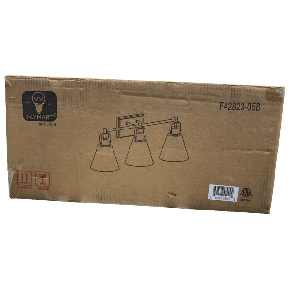 Hukoro 25.4 in. 3-Light Vanity Light with Brushed Nickel Finish