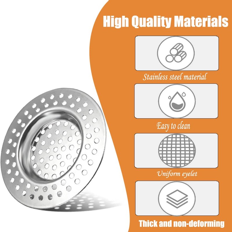 Stainless Steel Sink Filter, 2 Pcs Kitchen Sink Strainer Plug,