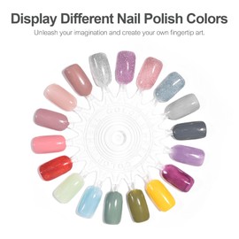 siyuwuro 20Pcs False Nail Swatches Wheels for 360 Color Nail Tips Acrylic Nail Art Polish Display Nail Practice Tips Board for Manicure, Home DIY/Nail Art Salon Show, Clear