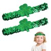 Wziys 2pcs St. Patrick's Day Green Sequins Shamrock Headbands Elastic