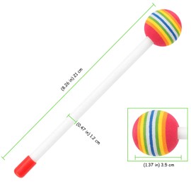 TAICHEUT 15 Pcs Rainbow Hammer Percussion Sticks, Lollipop Drum Mallet Sticks, Round Felt Drum Sticks, Plastic Drumsticks for Hand Percussion Musical Instrument Accessories
