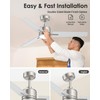 52 inch Ceiling Fans with Lights and Remote, Brushed Nickel