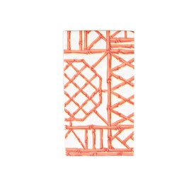 Caspari Bamboo Screen Coral Paper Linen Guest Towel Napkins - 12 Per Package, 4 Packs