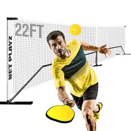 22ft Pickleball Net (Steady Metal Frame Strong PE Net) Portable Easy Setup 22ft for Outdoor Backyard Home Driveway
