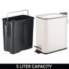 mDesign 5 Liter Rectangular Small Steel Step Trash Can Wastebasket,