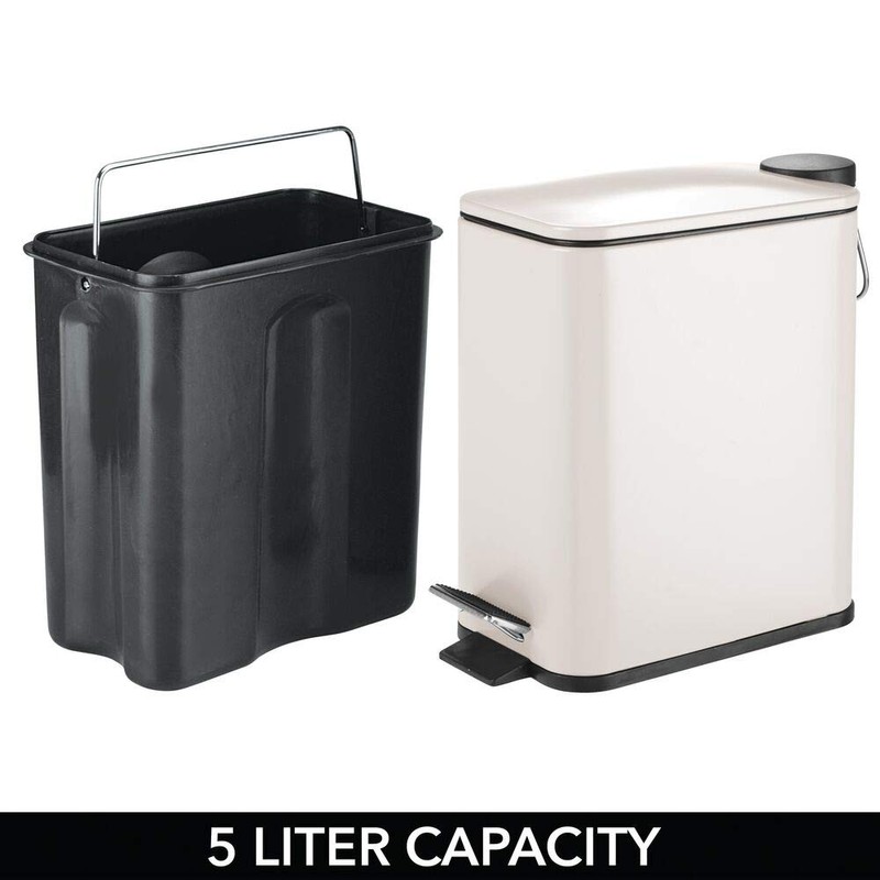mDesign 5 Liter Rectangular Small Steel Step Trash Can Wastebasket,