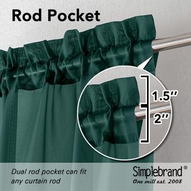 Simplebrand Hunter Green Sheer Curtains 72 Inches Long 2 Panels for Living Room, Rod Pockets Airy Window Treatments Voile Sheer Curtains Panels Lightweight for Front Back Patio Glass Door, 42" Width