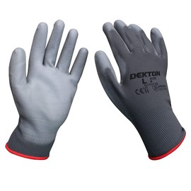 DEKTON 9/L Snug Fit PU Coated Working Gloves | Flexible & Strong Protection | Ideal for Workshop & DIY Tasks | Anti-Slip Latex Coating | CE Cat 2 & EN388 Certified for Superior Mechanical Protection