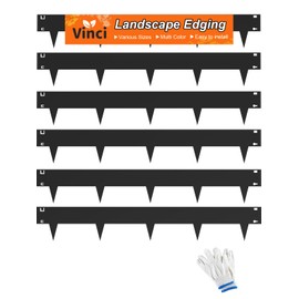 Vinci Landscape Edging Border, 40" L x 6" H 6Pack 20FT Total Black Galvanized Steel Garden Edging,Easy Installation,Sturdy Elegant Metal Lawn Broder for Flower Beds, Pathways, Paver Edges and Yard