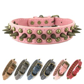 Collar de Perro con púas, Protege el Cuello del Perro de Las mordeduras. - Se Ajusta a los Perros pequeños, medianos y Grandes (Sharp Pink,S)