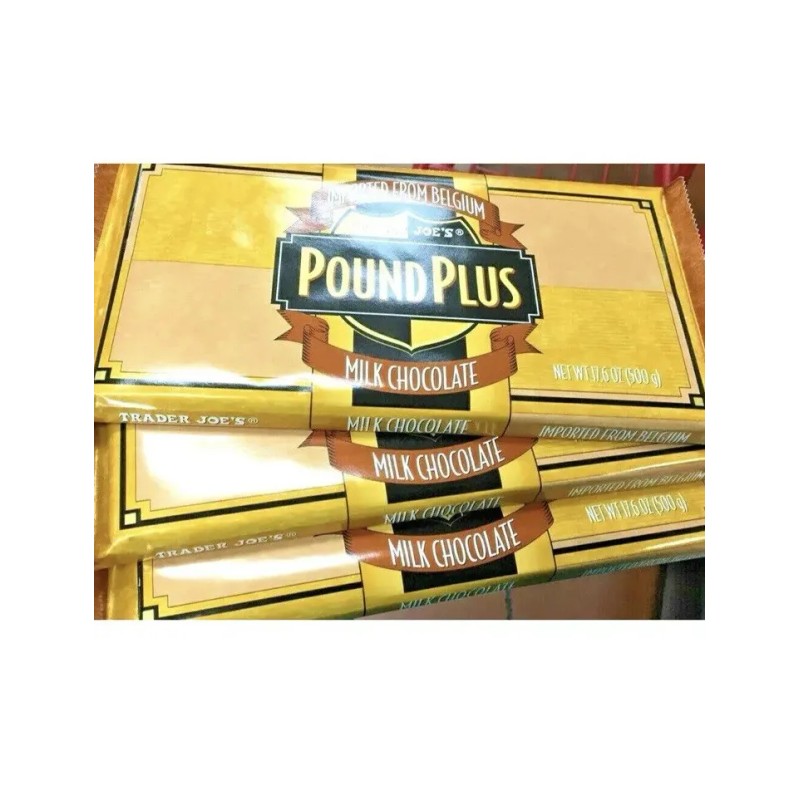 TRADER JOE'S Pound Plus Belgium Milk Chocolate Bar 3 HUGE
