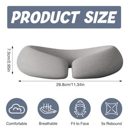 Afenau Massage Pillow Face Down, Prone Pillow Massage Headrest for Bed, Comfortable Beauty Pill-ow, Ergonomic Face Cradle Cushion for Spa, Salons (Grey)
