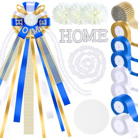 41 Pcs Homecoming Mum Supplies Including 3 Pcs White Silk Chrysanthemums, Diamond Letters,Round Paper & Ribbons for Back to School Homecoming Week Party Decorations