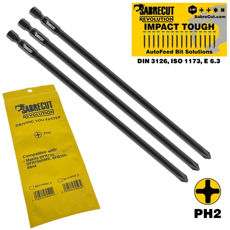3 x SabreCut SC177PH2_3 177mm PH2 Compatible with Makita DFR750