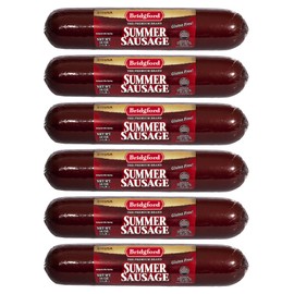 Bridgford Summer Sausage 16 oz Pack of 6 - Gluten-Free Naturally Smoked Ready-to-Eat Keto-Friendly Summer Sausage Snack - Protein-Rich Sausage Great For Sausage Rolls and On Your Charcuterie Boards