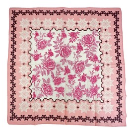 HankieWorld HankieWorld Single Pack Bandanas 60s Premium Cotton Soft Thin Handfeel Large Handkerchief for Men and Women(Pink Rose)